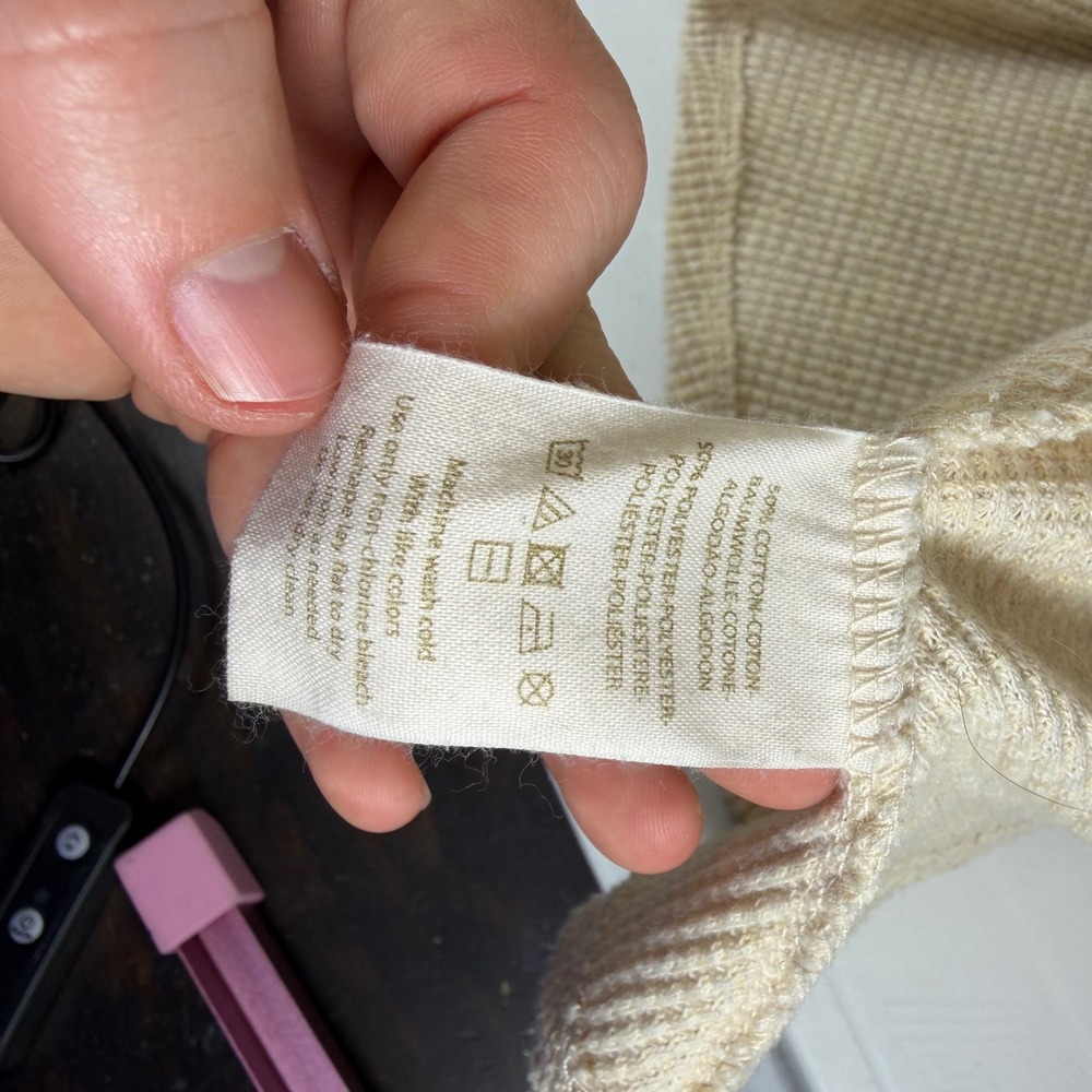 We‎ The Free Long Sleeve Thermal Knit Top Beige Size M - Picture 3 of 3